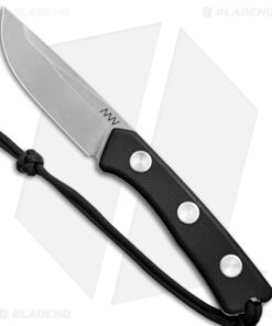 Acta Non Verba Knives P200 Fixed Blade Knife Black G-10 (3.94" Stonewash)