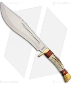 American Hunter Bowie Fixed Blade Knife Stag Antler (11" Satin)