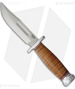 Bark River Boone Fixed Blade Knife Stacked Brown Leather (5" Satin)