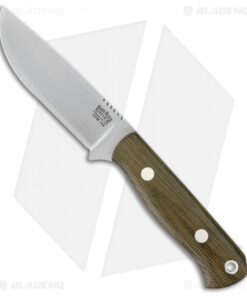 Bark River Bravo Necker II Fixed Blade Knife Green Canvas Micarta (3.5" Satin)