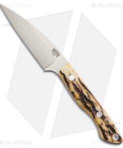 Bark River Mini Bush Seax Fixed Blade Knife Antique Stag Bone (3.75" A-2)