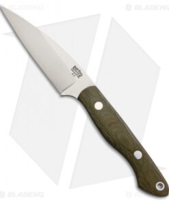 Bark River Mini Bush Seax Fixed Blade Knife Green Canvas Micarta (3.75" A-2)
