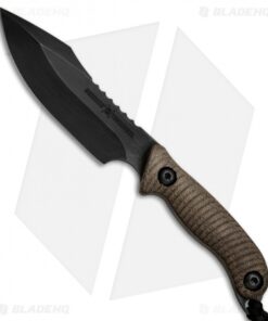 Behring Made Technical Badlander Fixed Blade Knife OD Green Micarta (4.9" Black)
