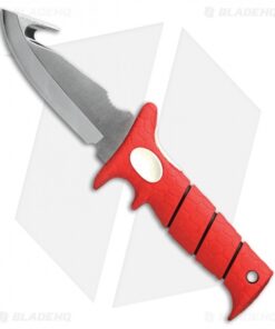 Bubba Blade Gut Hook Fixed Blade Knife Red TPR (4" Satin)