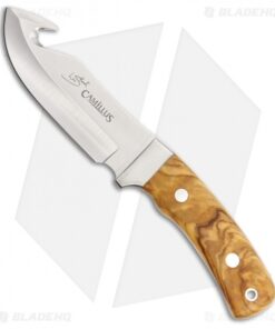 Camillus Les Stroud Aspero Gut Hook Fixed Blade Knife Olive Wood (4.75" Satin)
