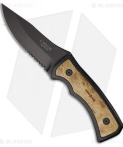 Camillus Mountaineer Fixed Blade Knife Birchwood (4" Black) CM19084