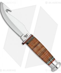 Case Leather Hunter Gut Hook Fixed Blade Knife (4" Mirror) 10340