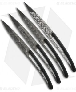 Deejo Bistro 9" Ti Art Deco Steak Knives w/ Black ABS Handles - Set of 4