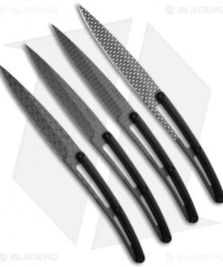 Deejo Geometry Steak Knives w/BPS Handles (Serrated Black Ti ) - Set of 4