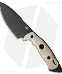 Fobos Knives Alaris 3V Fixed Blade Knife Ivory Paper Micarta (5" Black)