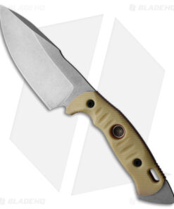 Fobos Knives Alaris 3V Fixed Blade Knife Aged Ivory Paper w/ Red Micarta (5" SW)