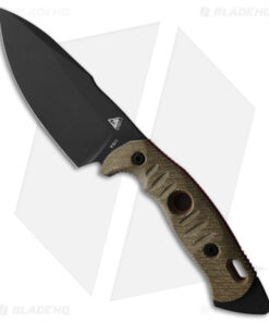 Fobos Knives Alaris 3V Fixed Blade Knife OD Green/ Orange Micarta (5" Black)