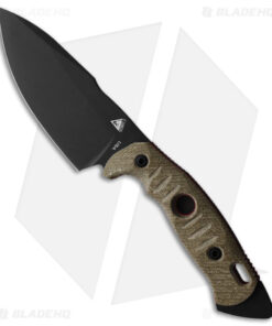 Fobos Knives Alaris 3V Fixed Blade Knife OD Green/ Red Micarta (5" Black)