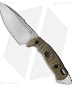 Fobos Knives Alaris 3V Fixed Blade Knife OD Green/Red Micarta (5" Stonewash)