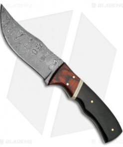 Tallen Lionheart Fixed Blade Knife Black Horn (4" Damascus) DM1054