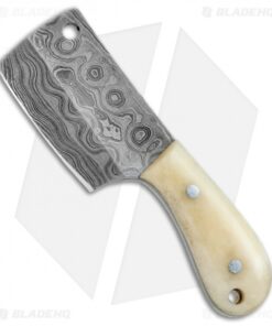 Tallen Pocket Cleaver Knife Key Chain Bone (1.6" Damascus)