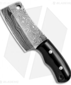 Tallen Pocket Cleaver Knife Key Chain Buffalo Horn (1.6" Damascus)