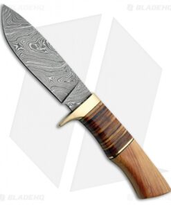 Tallen Roosevelt Fixed Blade Knife Olive Wood (4.75" Damascus) DM1100