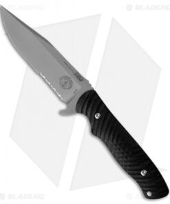 HTM Master Proven Grady Burell Fixed Blade Black G-10 (4.1" Stonewash Serr)