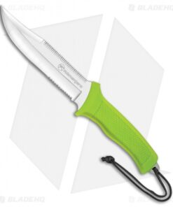 Kilimanjaro Talbot Fixed Blade Hunting Knife Green Rubber (5.75" Serr) 910045