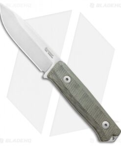 LionSteel Bushcraft B-40 Fixed Blade Camping Knife Green Micarta (4" Stonewash)