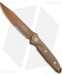 Microtech Socom Alpha Fixed Blade Knife Tan G-10 (5" Tan Serr) 113-2PVDTN