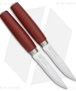 Mora Classic Steak Knife 2 Piece Set Scandinavian Red Birch (4.20" Satin)