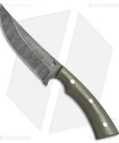 Olamic Cutlery Nero Fixed Blade Knife OD Green G-10 (4.75" Damascus) 4104