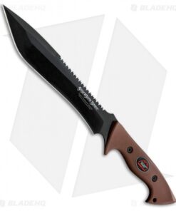 Outdoor Edge SaberBack Survival Bowie Fixed Blade Knife Brown TPR (10.5" Black)