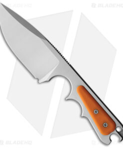 PMP Knives Pitbull Fixed Blade Neck Knife Orange G-10 (3.5" Satin)