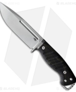 PMP Knives Warthog Fixed Blade Knife Black Brown G-10 (5" Stonewash)