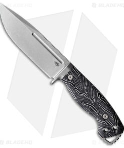 PMP Knives Warthog Fixed Blade Knife Black White G-10 (5" Stonewash)