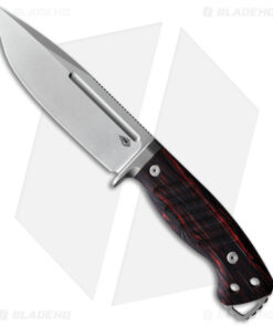 PMP Knives Warthog Fixed Blade Knife Red Black G-10 (5" Stonewash)