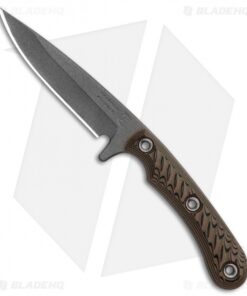 RMJ Tactical Sparrow Fixed Blade Knife Hyena Brown G-10 (3" Gray Cerakote)