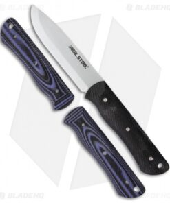 Real Steel Bushcraft Fixed Blade Knife Blue/Black G-10 (4" Satin) RS3715