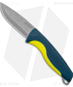 SOG Aegis FX Fixed Blade Knife Indigo Blue/Acid Yellow GRN (3.6" Stonewash)