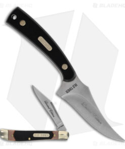 Old Timer Sharpfinger Fixed Blade Knife & Pocket Knife Combo - Black/Brown