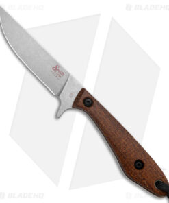 Smith & Sons Spur Fixed Blade Knife Brown Burlap Micarta (3.45" Stonewash AEB-L)