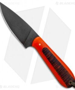 T.M. Hunt Custom Magua Fixed Blade Knife Orange G-10/Curly Maple (3.5" Black)
