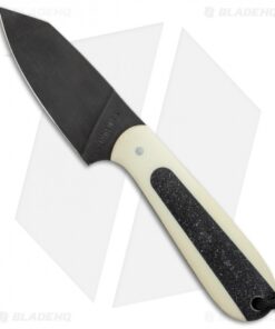T.M. Hunt Custom Hogua Fixed Blade Knife White G-10 "Onyx Flake" (3.1" Black)