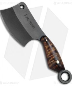 T.M. Hunt Custom "Leave it" Cleaver Keychain Knife Curly Maple (1.75" Black)