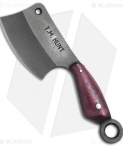 T.M. Hunt Custom "Leave it" Cleaver Keychain Knife Purple Heart (1.75" Black)