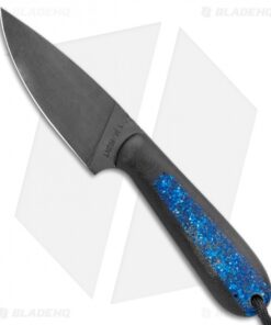 T.M. Hunt Custom Magua Fixed Blade Knife Black G-10/Blue Stripe (3.5" Black)