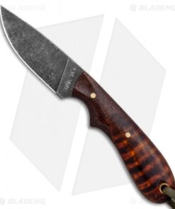 T.M. Hunt Custom Hedgehog Fixed Blade Burlap/Curly Maple (3.75" Acid)