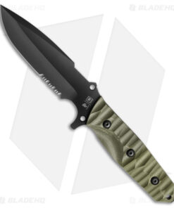 TB Outdoor Maraudeur Fixed Blade Knife w/ Glass Breaker OD G-10 (4.5" Black)