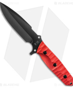 TB Outdoor Maraudeur Fixed Blade Knife w/ Glass Breaker Red G-10 (4.5" Black)