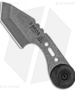 TOPS 3 Bros Fixed Blade Tanto Neck Knife Black Micarta (2.2" Tumbled)