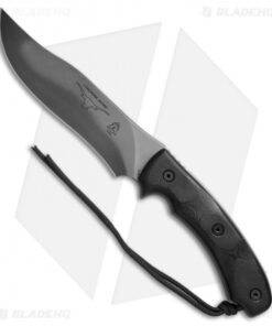 TOPS Knives Longhorn Bowie Fixed Blade Knife Black Micarta (6.75" Gray)