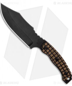 Trouble Blades Custom Bush Bitch Fixed Blade Knife Brown G-10 (4.5" Black)