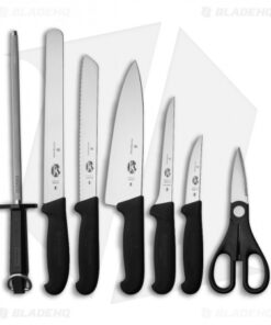 Victorinox Fibrox 8-Piece Kitchen Knife Set w/Block (Black VN511938X2)